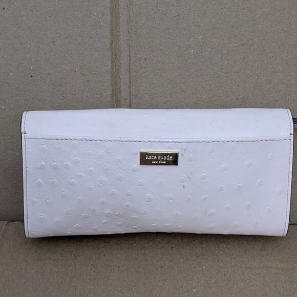 Kate Spade New York Leather Bow Wallet Wristlet Clutch Cream Retractable Strap . - Picture 2 of 11